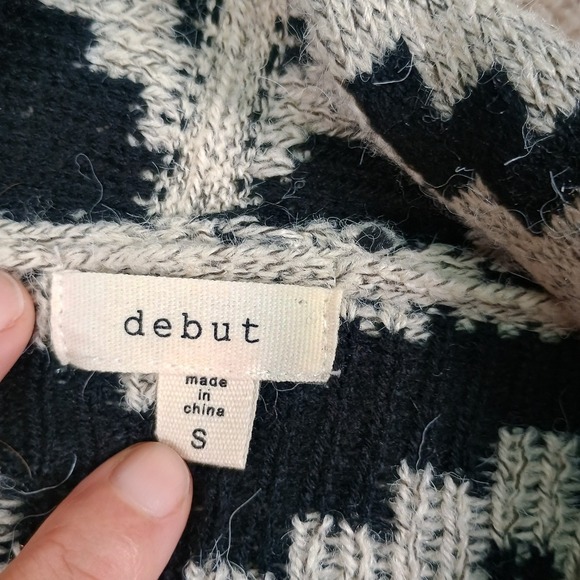 Debut Soft Long Duster Cardigan Sweater Aztec Colorful Rainbow Grey Size Small - Picture 5 of 10